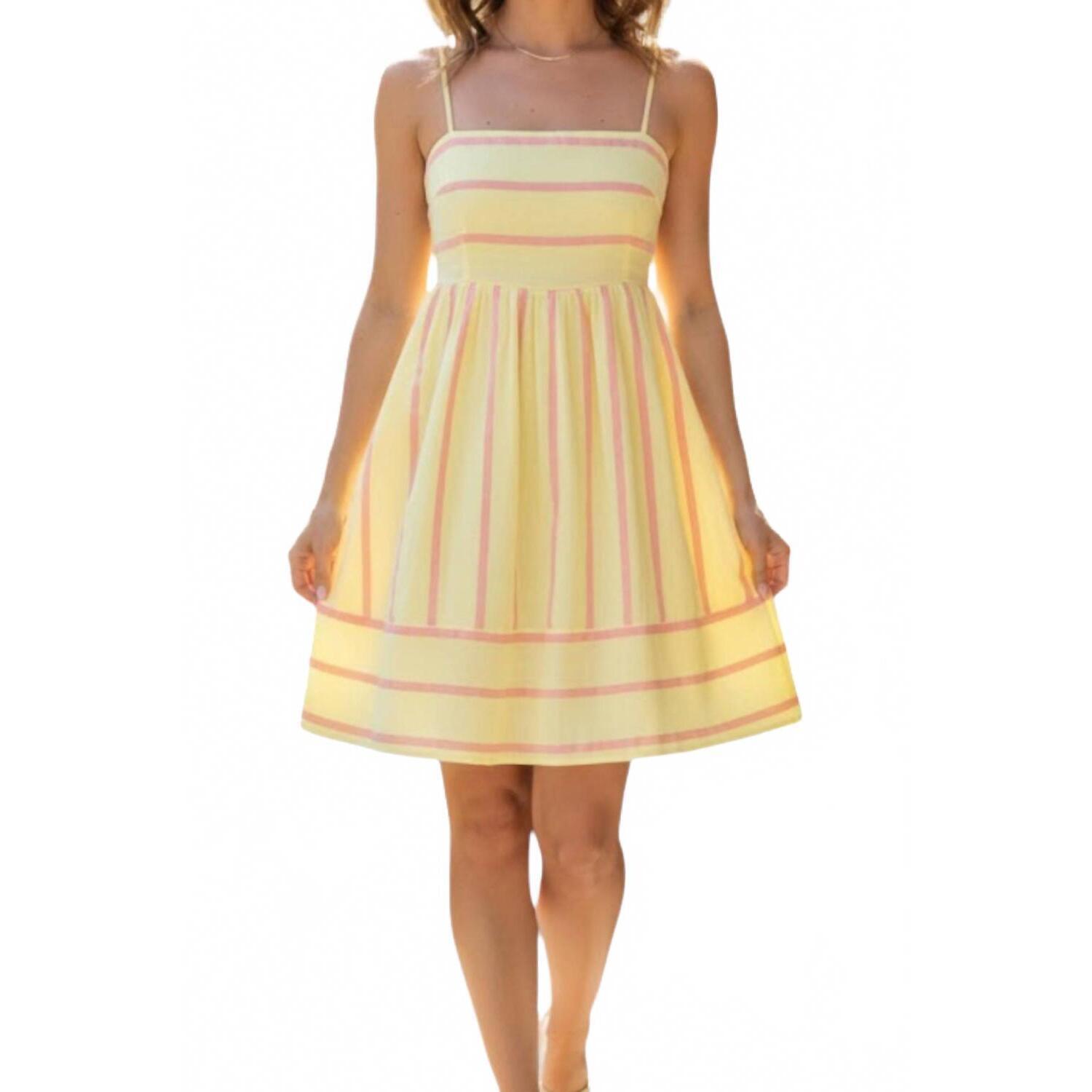 New By Together Striped Lemonade Mini Dress In Pink/Yellow